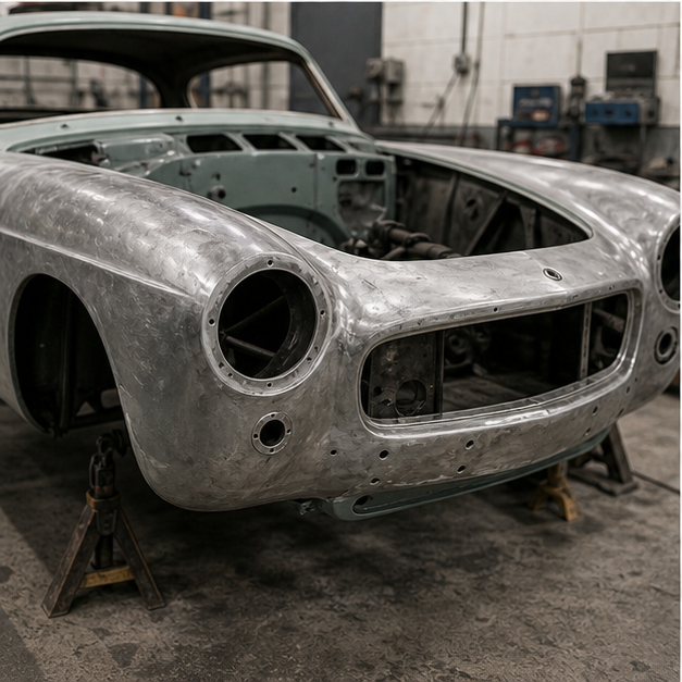 Classic vehicle body restoration preparation